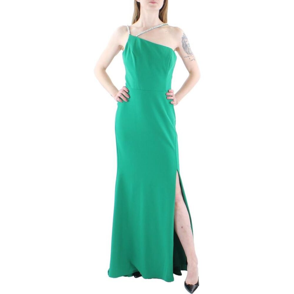 Aqua Womens Green Scuba Asymmetric Formal Evening Dress Gown NWT - Picture 3 of 4